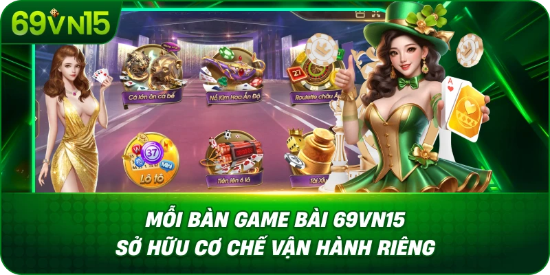 Mỗi Bàn Game Bài 69VN15 Sở Hữu Cơ Chế Vận Hành Riêng